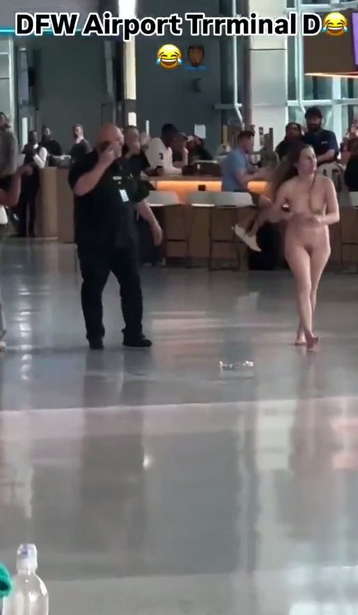 Watch Woman Strips Naked In Public And Runs Mad At DFW Airport